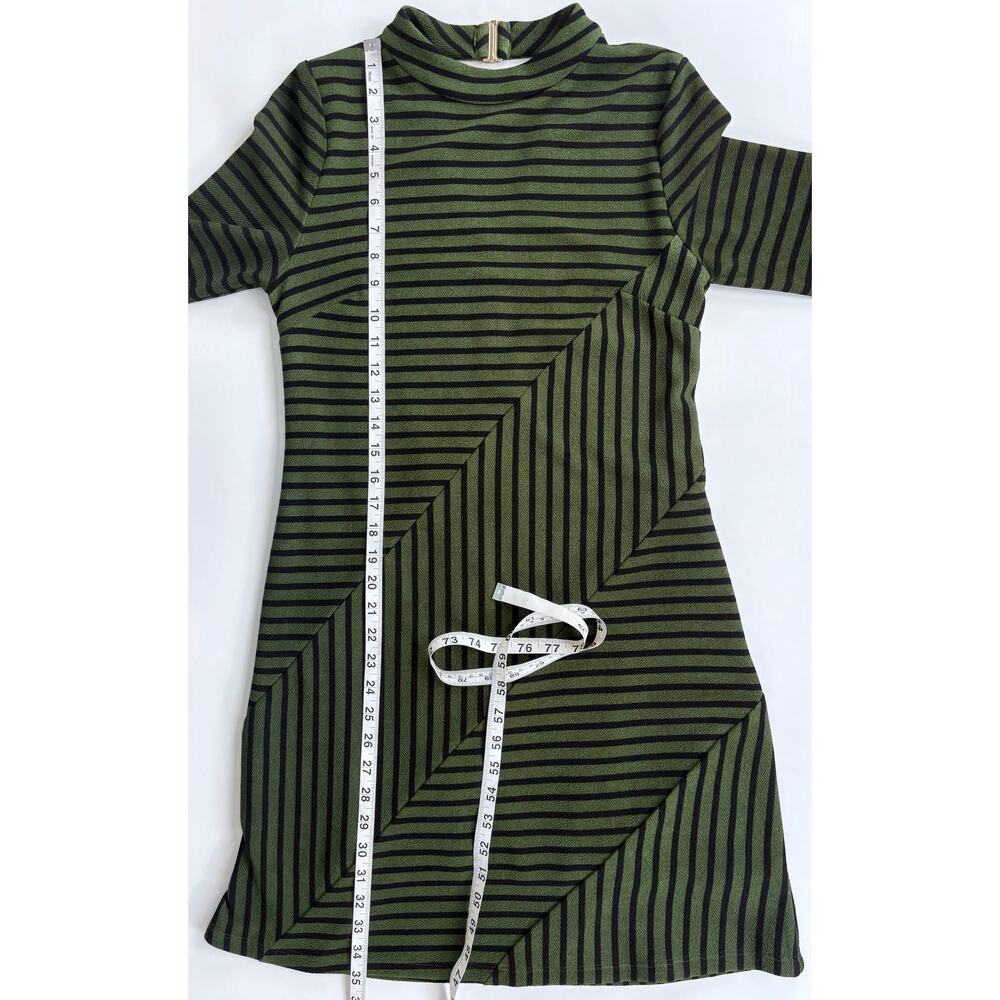 Anthropologie Hutch Gabby Striped Long Sleeve Mini Dress Size XS Black Green - Picture 11 of 11